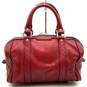 Gucci Boston Bag Handbag Leather Red